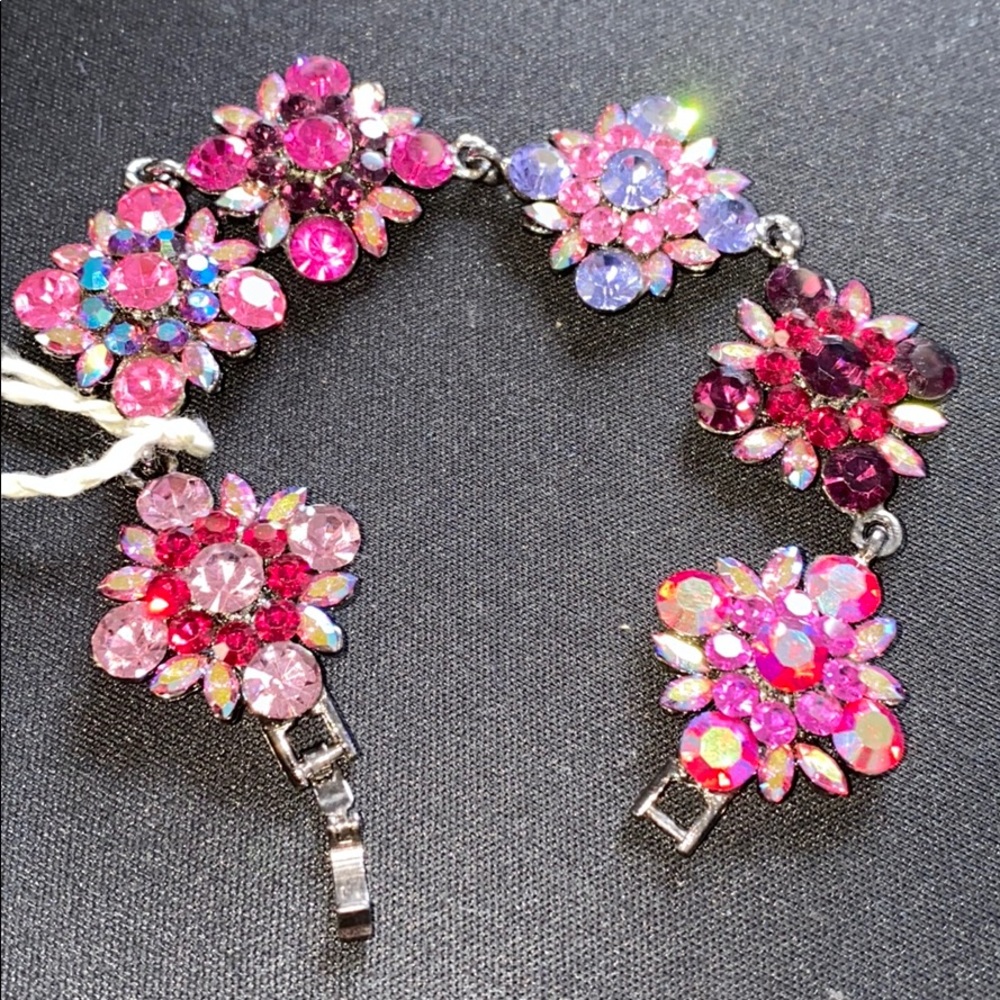 Tiramisu bracelet rhinestones vintage link pink